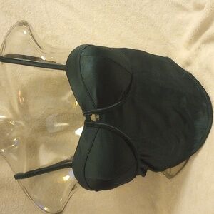 Dark Green Bustier Tank Top with Built-In Cups